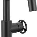 Delta Trinsic U-Spout 1-Hole Bathroom Faucet with Wheel Handle, Matte Black Single Hole Bathroom Sink Faucet, Metal Push-Pop Drain Assembly, Matte Black 5547HAR-BL-DST