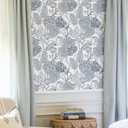 MelunMer Navy Blue Peel and Stick Wallpaper for Bathroom Boho Vintage Floral Leaf Contact Paper for Cabinets and Drawers Laundry Room Wallpaper Stick and Peel,Removable,Waterproof 393inL17.3inW