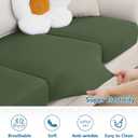 hyha Milk Silk Couch Cushion Covers, Soft Magic Sofa Covers Washable for 2 Cushion Couch, Stretch Sectional Outdoor Cushion Covers for Patio Furniture with Elastic Bottom(2 Packs, Bronze Green)