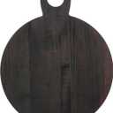 1 Pcs Acacia Wood Cutting Board with Handle 16.9'' Round Charcuterie Chopping Board for Pizza Cheese Meat Decorative Black Wooden Serving Tray for Kitchen and Dining Room