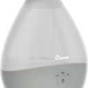 Crane Teardrop Ultrasonic Cool Mist Baby Humidifier for Nursery, Essential Oil Diffuser, Adjustable Settings, Auto Shut-Off, Grey, 0.5 Gallon (Grey)