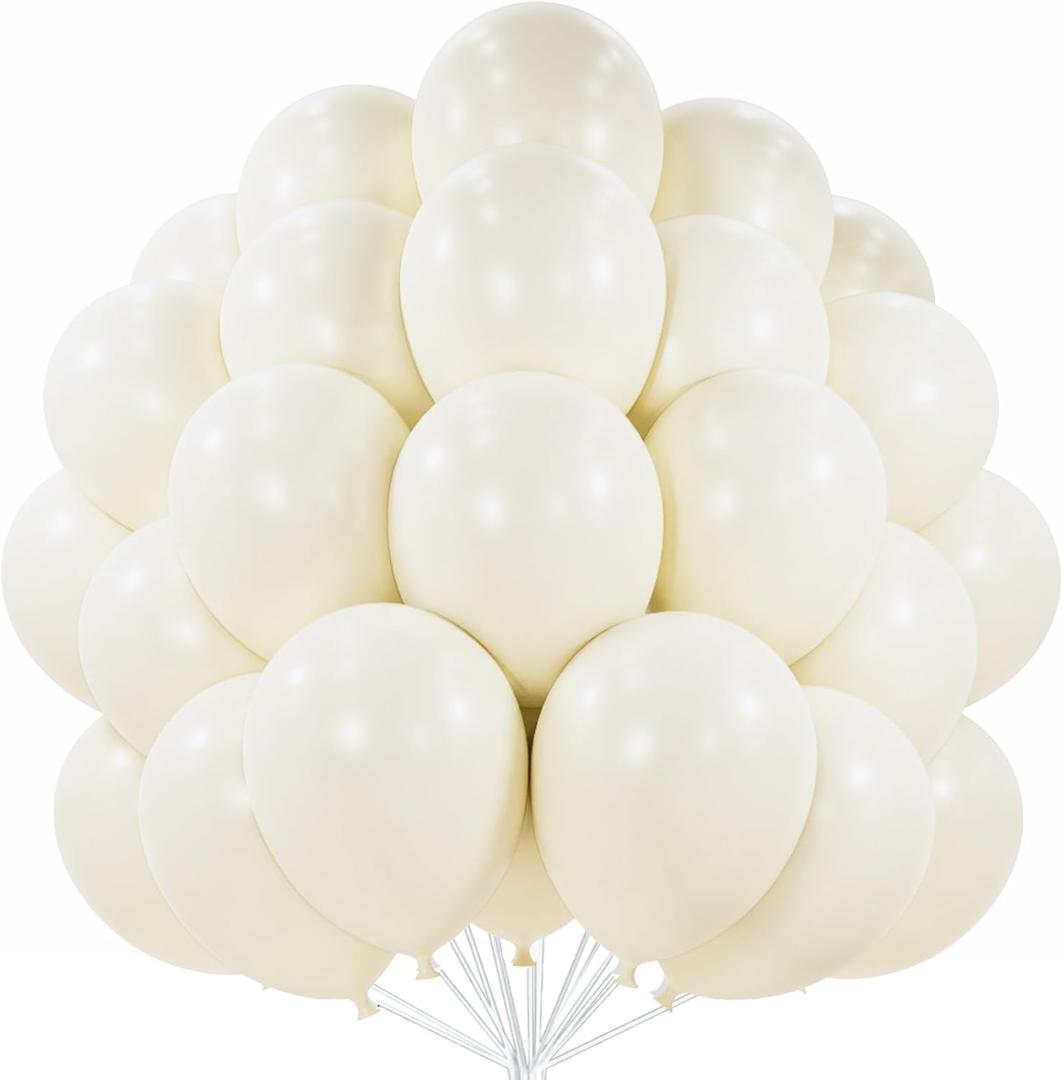 PartyWoo Beige Balloons 50 pcs 12 Inch Cream Ivory White Balloons for Wedding Baby Shower Birthday Bridal Shower Graduation Engagement Easter Anniversary Tea Boho Party Decorations White-Q08