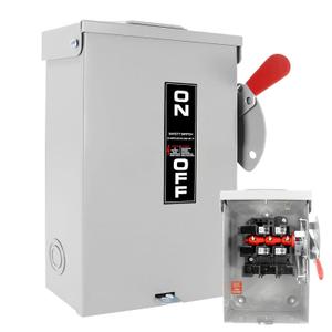 30 Amp Disconnect Switch Box, 2 Pole 120V/240V Safety Switch, Non-Fusible NEMA 3R Rated, Heavy Duty Steel, for Indoor/Outdoor Use