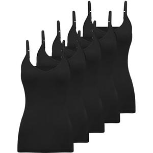 BQTQ 4  Pcs V Neck Camisole Tops for Women Spaghetti Strap Tank Top Womens Camisole Undershirt Slim Fitted Camisoles