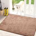 PURRUGS Dirt Trapping Door Mat 34" x 59", Non-Slip Machine Washable Entryway Rug, Dog Doormat, Indoor Front Door Mat, Super Absorbent Entry Rug for Muddy Shoes & Paws, Brown-Light Cream