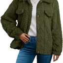 Dokotoo Winter Fleece Heating 2025 Jacket for Women Button Down Stand Collar with Pockets Coats, M