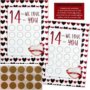 2 x 2PCS Valentine's 14 Things We Love About You Scratch Off Cards, Valentine's Advent Calendar, Personalized Gift for Him Her Husband Wife Girlfriend Boyfriend (2Pcs - We Love)