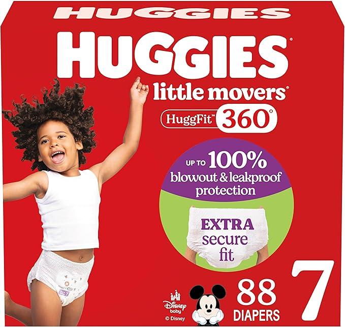 Huggies Size 7 Diapers, Little Movers Baby Diapers, Size 7 (41+ lbs), 88 Count (2 Packs of 44), 
