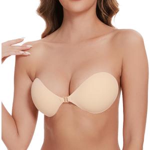 Lolaura Invisible Sticky Bra for Women, Strapless Adhesive Bra, Seamless Push up Lightweight, Ideal for Backless Dresses, Reusable & Washable, With 1 Pair 3inch Nipple Cover, Size B