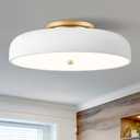 Dimmable LED Ceiling Light Fixture, 2700K-6000K 5CCT Modern Mid-Century Semi Flush Mount Ceiling Light, White Close to Ceiling Lamp for Bedroom, Living Room, Kitchen, Laundry Room, 15.7in