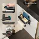 VOLDRA Toilet Paper Holder with Phone Shelf, Self-Adhesive or Screw-in Toilet Tissue Roll Holder Wall Mount, Rustproof & Multifunctional Bathroom Toilet Paper Holder Storage Dispenser(Black)