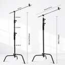 Heavy Duty C Stand C-Stand 10.8ft/330cm 100% Stainless Steel Photography C Stand with Boom Arm 4.2ft/128cm Carry Bag 44LB/20KG Adjustable Stable for Photography Studio Video Monolight Softbox Shooting