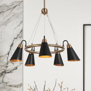 KSANA Black Chandelier, 5-Light Modern Farmhouse Chandelier for Dining Room Lighting Fixtures Hanging, Industrial Modern Chandelier for Bedroom, Foyer, Hallway, Kitchen, Living Room and Entryway
