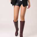 ZJA Knee High Boots Square Toe Boots Low Heel Flat Long Boots for Women Dress Chunky Comfortable Tall Boots