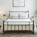 Golden Gate Beds Victorian Style Metal Platform Bed Frame with Antique Wrought Iron-Art Headboard and Footboard, Classic Cama Steel Mattress Foundation, No Box Spring Needed, King Size, Black Finish