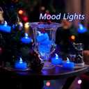 LANKER 24 Pack LED Tea Lights Candles, Flickering Blue Flameless Tealights, Long Lasting Battery Operated Fake Candles, Decoration for Halloween and Christmas (Blue - 24pcs)