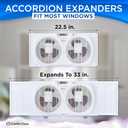 Comfort Zone Twin Window Fan with Reversible Airflow Control, 9 inch, Auto-Locking Expanders, 2 Speed Fan, Dual Fan, Exhaust, Airflow 9.84 ft/sec, Ideal for Home, Kitchen, Bedroom & Office, CZ319WT