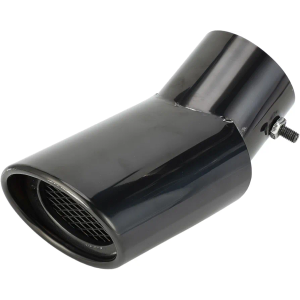 1 Pc Curved Slant Cut Exhaust Tip 2.9" Inlet 4.0" Outlet 6.9" Length Tailpipe Universal Car Bolt on Stainless Steel Black Rear