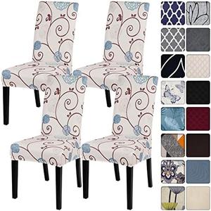 SearchI Dining Room Chair Covers Set of 4, Stretch Printed Parsons Chair Slipcovers Super Fit Spandex Removable Washable Kitchen Chair Protector Cover for Dining Room, Hotel, Ceremony (Ball Flower)