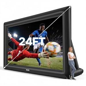VEVOR Inflatable Movie Screen, 24 ft Outdoor Inflatable Projection Screen with Portable Storage Bag, Front/Rear Projection, Easy Set Up, Blow Up Screen for Outdoor Backyard Movie Night, Theme Parties