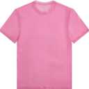 WDIRARA Men's Glitter Mesh Sheer T Shirt See Through Short Sleeve Shirt (Pink, S)