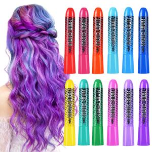 Hair Chalk 12 Color, Hair Chalk for Girls, Washable Hair Color Dye for Girls, Age 4 5 6 7 8 9 10 New Year Birthday Cosplay DIY - BLUE