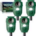 Keep Deer & Cats Away Solar Ultrasonic Deer Repellent Devices with Motion Sensor & LED Flashing Lights, Waterproof Animal Repeller Outdoor for Yard, Garden & Lawn