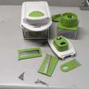 Mueller Pro-Series All-in-One, 12 Blade Mandoline Slicer for Kitchen, Food Chopper, Cucumber Slicer and Spiralizer, Cutter, Dicer, Grater, Gifts for Mom, Kitchen Essentials, White Sand/Green