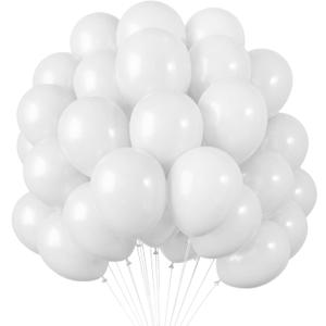 RUBFAC 120pcs 12 Inches White Latex Balloons, Matte White Ballons for Birthday Baby Shower Anniversary Wedding Party Supplies Garland Arch Decoration