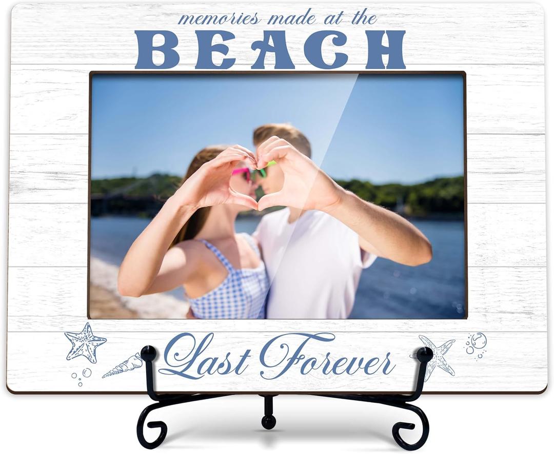 Beach Theme Frame, Beach Life Picture Frame, Family Vacation Picture Frame, Gifts for Couples, Couple Picture Frames 4x6, Wooden Photo Frame -L03