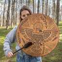 Shaman Drum 10 Inch Handmade Shamanic Drum Hand Drum With Drum Stick Tree of Life Sound Healing Tool For Spiritual Music, Reflection Meditation(Mosaic)