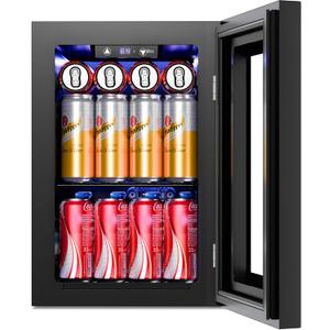 Antarctic Star 18L Beverage Refrigerator Cooler 24Can, Mini Fridge with Quiet Compressor, LED Light,Freestanding Small Fridge with Electronic Temperature Control for Home and Bar(40-61 )
