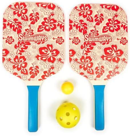 Swimways Hydro Paddle & Pickleball Set, Pickleball Paddles and Balls for Pool, Lake and Beach Games, Outdoor Toys for Kids and Adults Aged 5 & Up