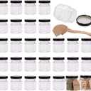 Encheng 1.5 oz Clear Hexagon Jars, Small Glass Jars With Black Lids, Mason Jars for Herbs, Foods, Jams, Liquid, Mini Spice Storage 30 Pack