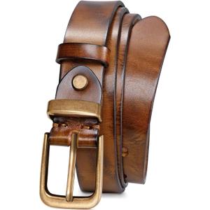 JASGOOD Women Belt Genuine leather Belt with Vintage Metal Buckle,Ladies Full Grain Leather Belt for Jeans Pants (Brown, Medium)