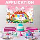 Happy Easter Backdrops Photography Banner Decorations, 5 x 7ft Rabbit Activity Background Supplies Egg Theme Photography Banner Decorations for Party Decorations