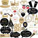 Katchon, Glitter New Years Photo Booth Props - Pack of 35 | NYE Photo Booth Props for New Years Eve Party Supplies 2026 | New Years Decorations 2026 | New Year Photo Props for NYE Decorations 2026