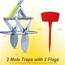 Mole Trap Scissor 2 Pack, Upgraded Mole Traps for Lawns that Kill Best, Galvanized Steel Mole Killer, Easy Step Setup
