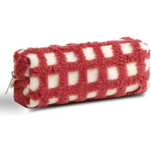 2 x Pencil Case Pen Case Office College School Storage Bag Pouch Holder Box Organizer Makeup Pouch Cosmetic Bag Aesthetic Cute Pencil Case for Girls Boys Kids (Red)