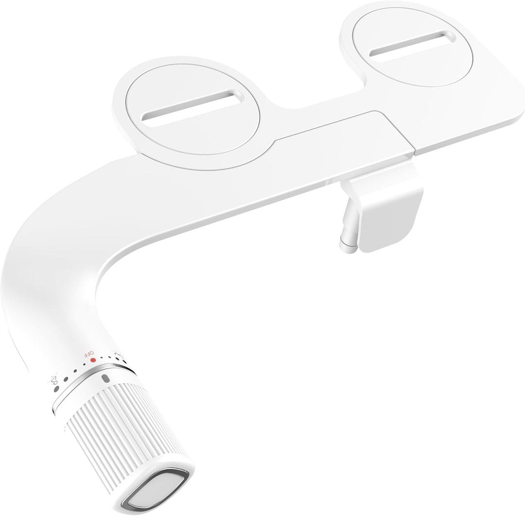 Ultra-Slim Bidet Attachment for Toilet - Dual Nozzle (Frontal & Rear Wash) with Adjustable Cold Water Pressure and Stainless Steel Inlet - Hygienic Solution for Fresh Cleanliness, Silver 1 Pcs