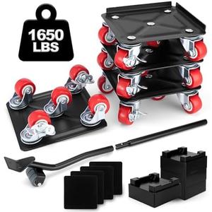Furniture Dolly, Furniture Sliders Furniture Movers with Wheels, Furniture Lifters for Heavy Furniture with 5 360° Wheels, Carbon Steel Panel, Non-Slip Casters, Sliders and Lifter Jacks(1650Lb)