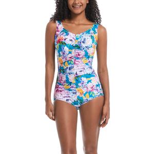 BIMEI Women's One Piece Mastectomy Swimsuit Pocketed Swimwear (Large, Blue)