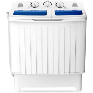  Portable Washing Machine, Twin Tub 20 Lbs Capacity, Washer(12 Lbs) and Spinner(8 Lbs), Durable Design, Timer Control, Compact Laundry Washer for RV, Apartments and Dorms, Blue+White