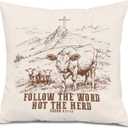 2 x Vintage Farmhouse Cow Christian Pillow Covers 18x18, Christian Room Home Decor, Isaiah 8:11-13 Bible Verse Religious Decorative Throw Pillow Covers for Bedroom Living Room Home