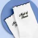 xo, Fetti Maid of Honor Sock - White Ribbed Socks with Black Embroidery | Maid of Honor Gift, Bridal Party Socks, Bachelorette Party, Wedding Day Gift, Bridal Shower, Getting Ready Outfit (White)