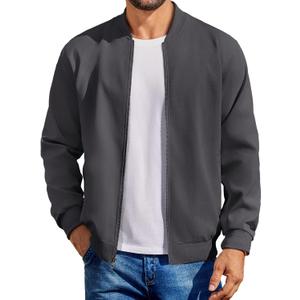 COOFANDY Men's Cotton Bomber Jacket Lightweight Flight Jackets Casual Softshell Varisty Jacket (Dark Grey, Large)