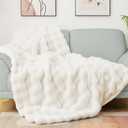 Latepis Beige Twin Bubble Cozy Faux Fur Blankets for Bed Thick Fuzzy Blanket for Couch Sofa Bedroom Warm Plush Blankets for All Seasons Ideal Gifts Luxury Throw Blanket 60x80 Inch