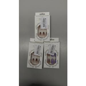 BABALAL Press on Nails Long Coffin Fake Nails Purple Lavender Glue on Floral Acrylic False Nails Art Coquette Ballerina Glossy DIY Stick on Supplies 24Pcs Ballerina Artificial 3 pack