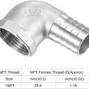 uxcell 304 Stainless Steel Hose Barb Fitting Elbow, 25mm Barbed x 1" NPT Female Pipe Connector Adapter for Water Fuel Air