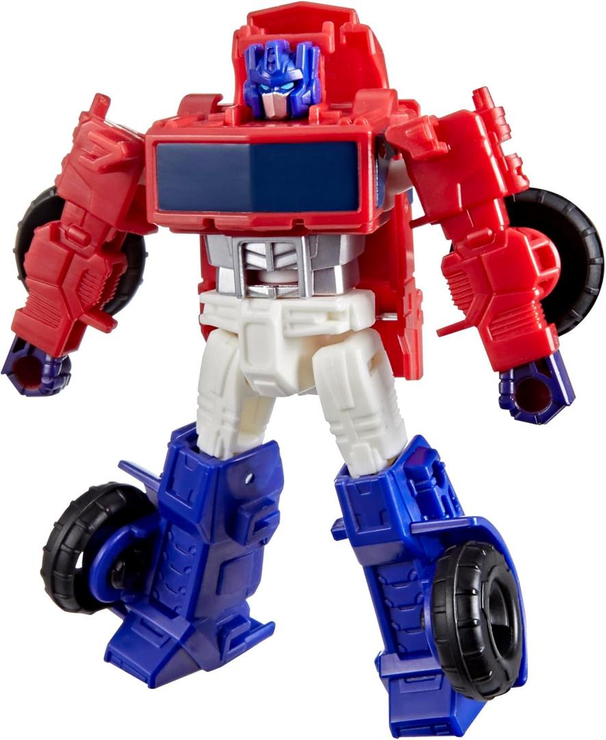 Transformers CYBERWORLD Optimus Prime Cyber Changers 4-Inch Action Figure, Quick Change to Truck Mode, Robot Toys for Boys and Girls 6 and Up